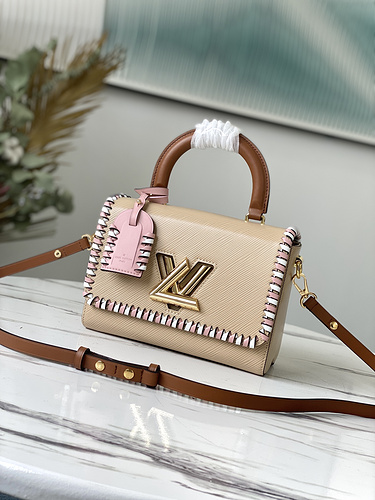 L  LV Type Number M50283 Apricot Color This Twist Mid -Number Handbag-54184db2